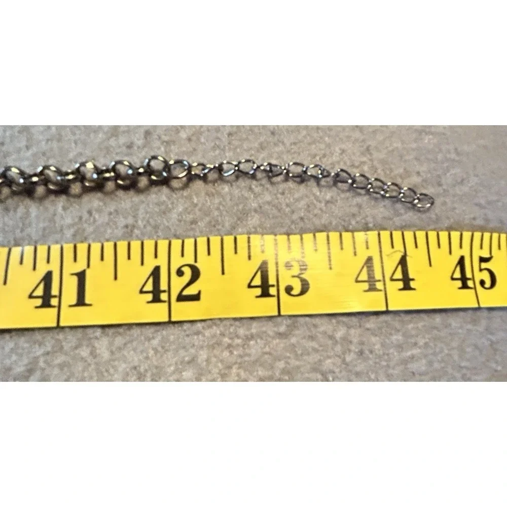 Silver Tone Chain Link Belt‎ Round Circle Retro MCM adjustable patina 44.5